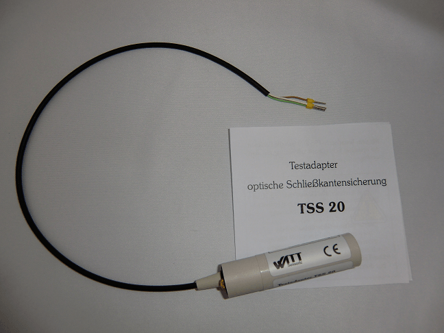 Test adapter optical safety edge