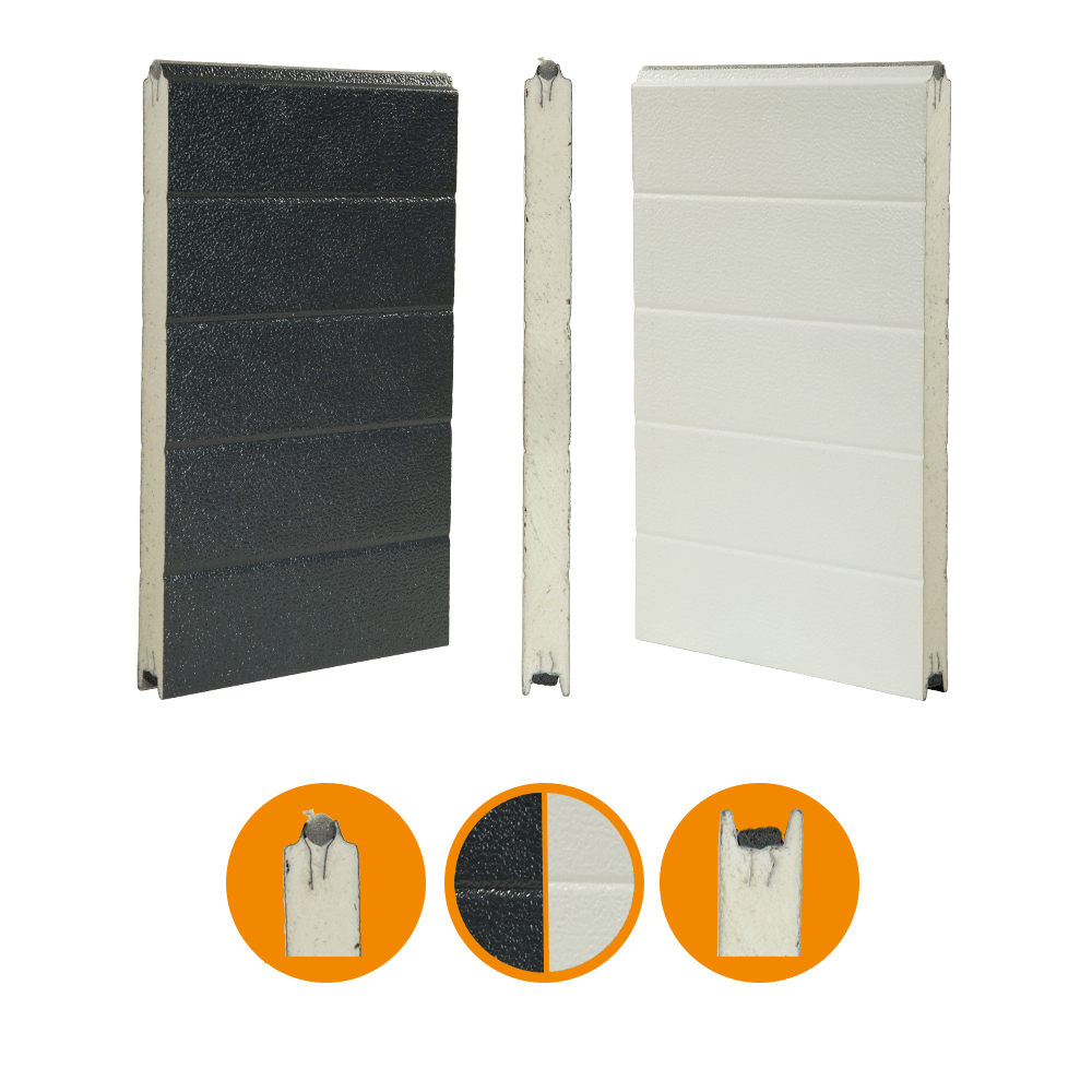 Door panel 40x500mm. stucco/stucco. RAL7016/ RAL 9002