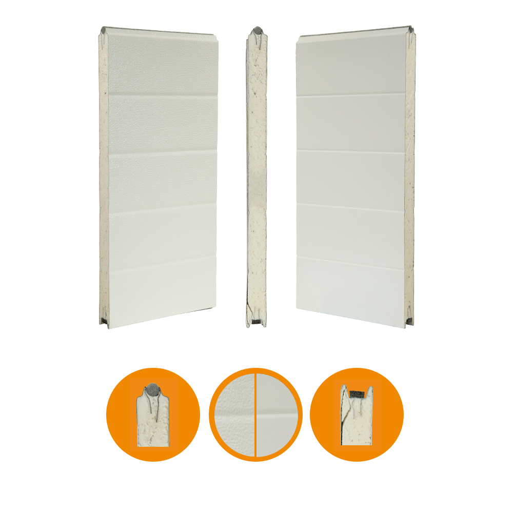 [102001004-a] Door panel 40x610mm, stucco / smooth RAL 9002/RAL 9002 (Ensemble complet, Standard, Standard)