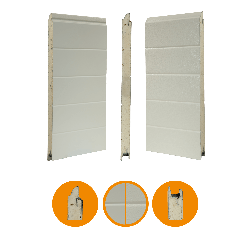 Door panel ST3V 40x610mm. stucco/smooth FS. RAL9002/RAL9002